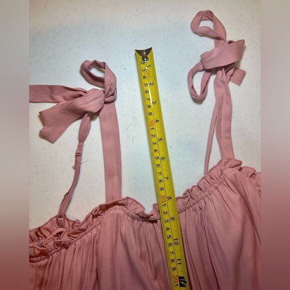 Trixxi Babydoll BOHO Ruffled, Adjustable Strap w/Bow Size Medium Rose Mini Dress - Picture 5 of 9